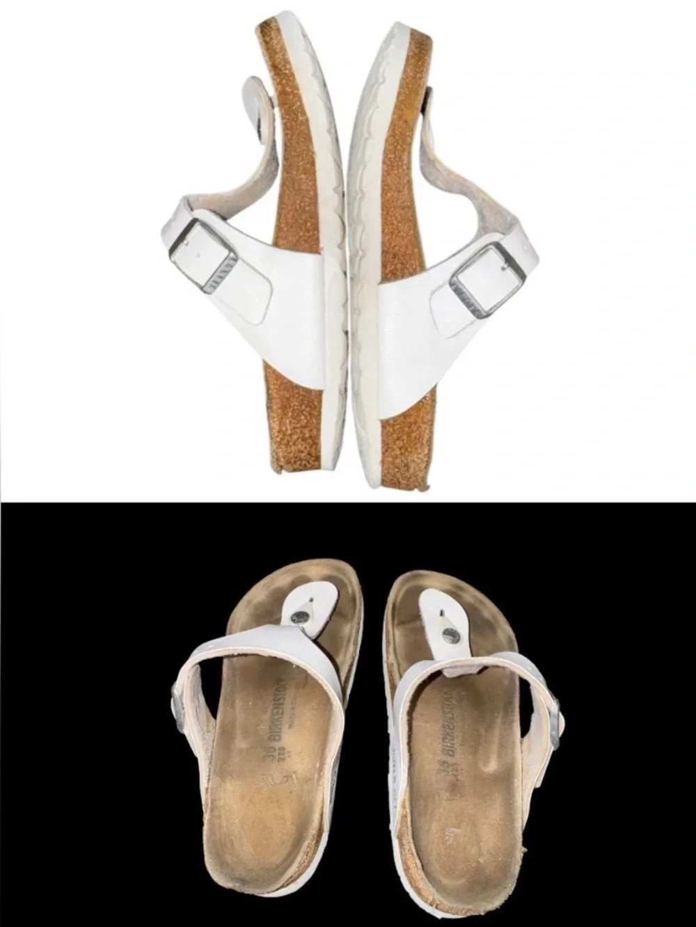 Birkenstock Gizeh white thong sandals women’s GIRL’s shoes size 35 4 4.5